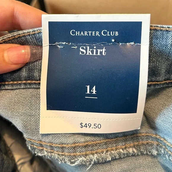 NWT Charter Club Sz 14 Women’s Niagara Wash Light Denim Jean Mini Skirt Ret $49! - Picture 6 of 8